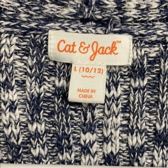 Girls Cat & Jack Super Cute Navy & White Loose Weave Cardigan Sweater, L 10-12 - Picture 4 of 6